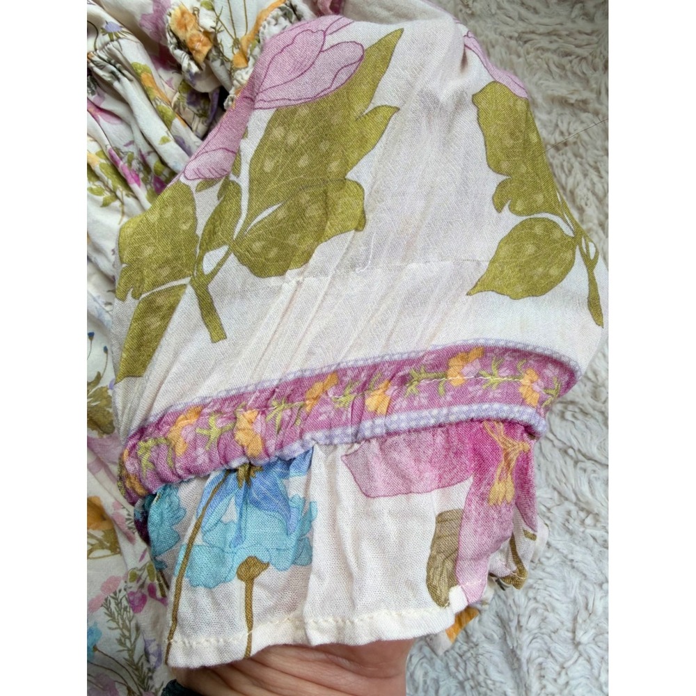 Spell & The Gypsy Wild Bloom Blouse Cream Floral Ruffle Boho Top Wildflower L - Picture 9 of 13